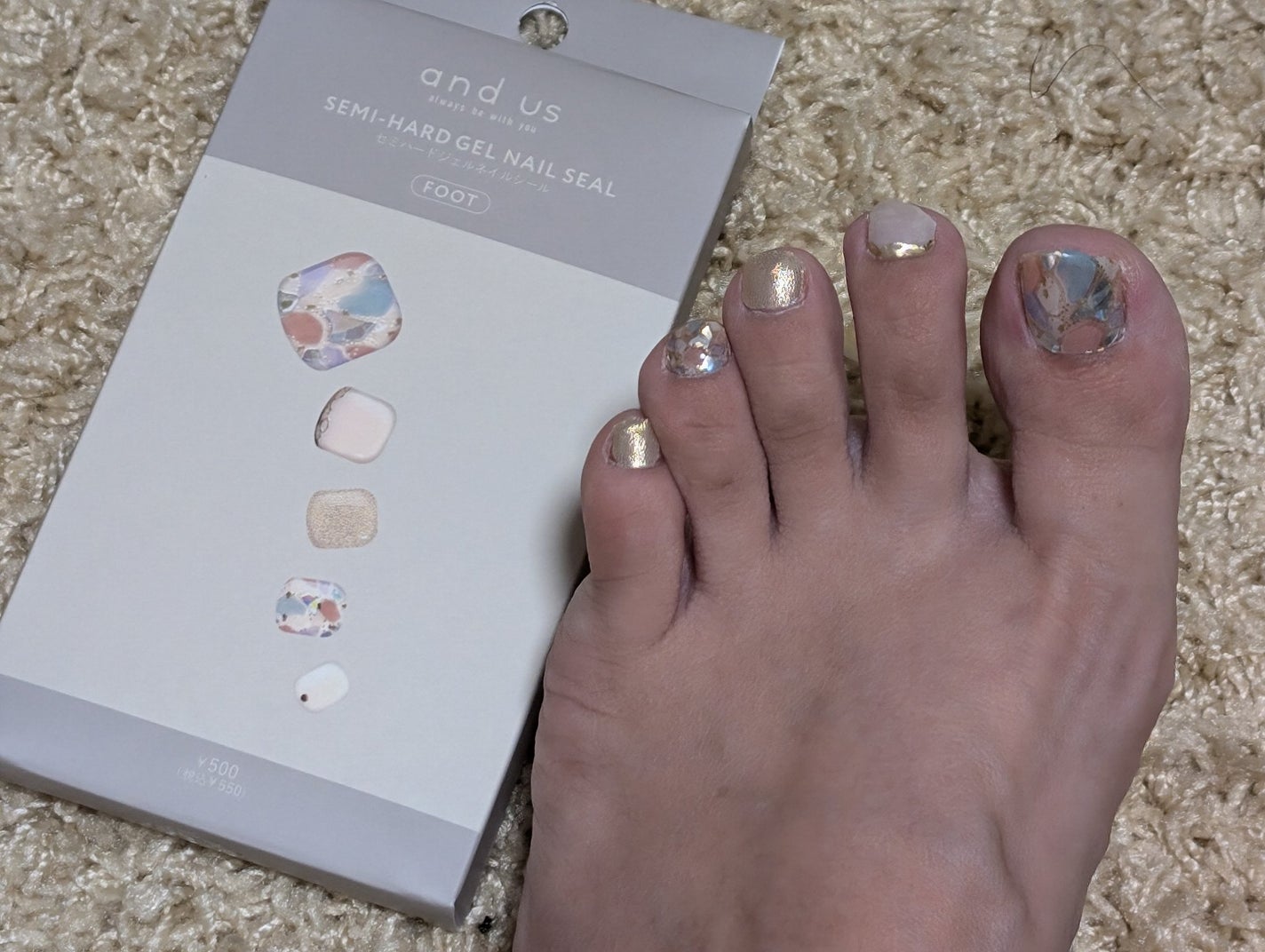 セミハードジェルネイルシール フット/3COINS/ネイルシールを使ったクチコミ(1枚目)