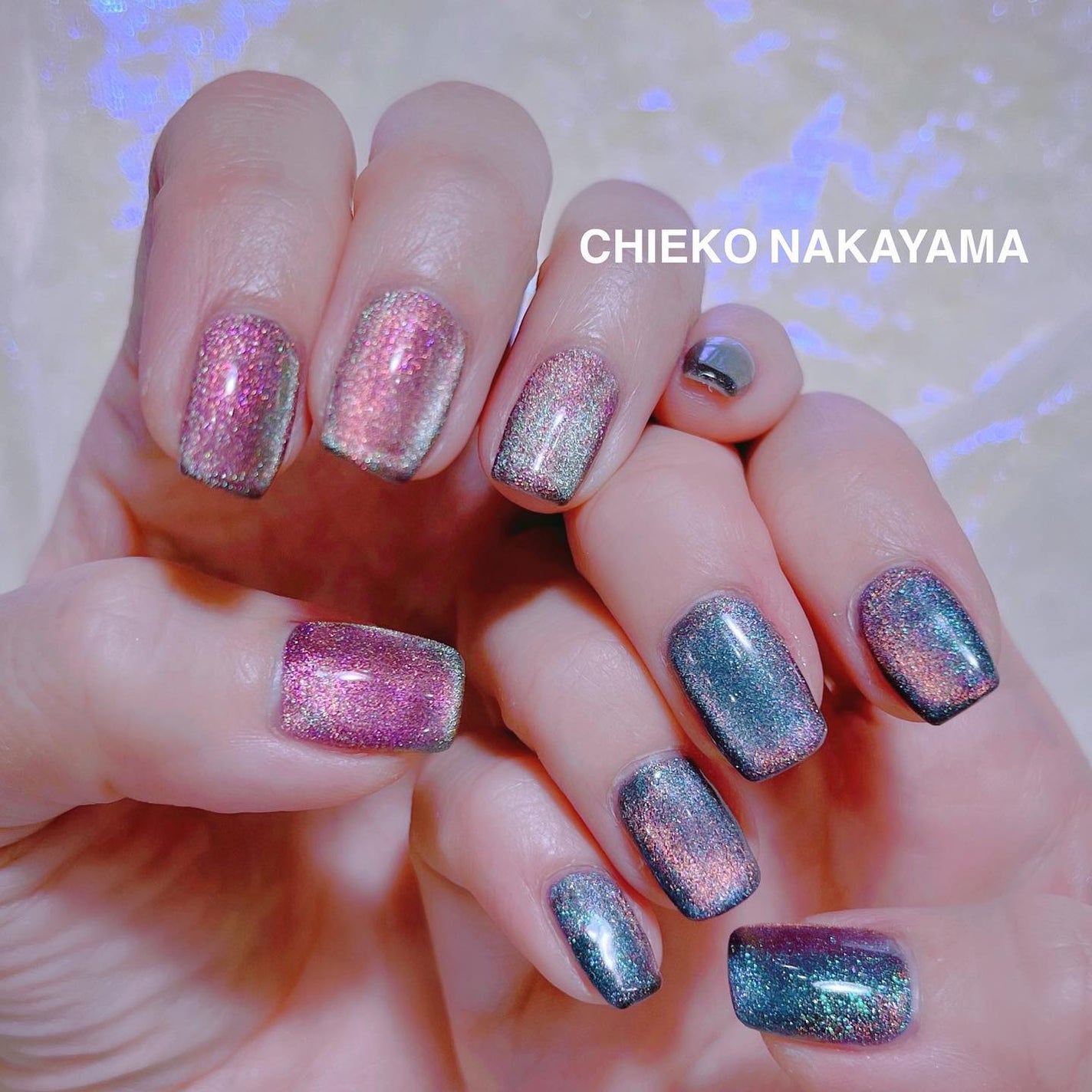 なかやまちえこ on LIPS 「マイネイルが過去一かわいいです❕⠀ヴェールを纏ったみたいなネイ..」(4枚目)