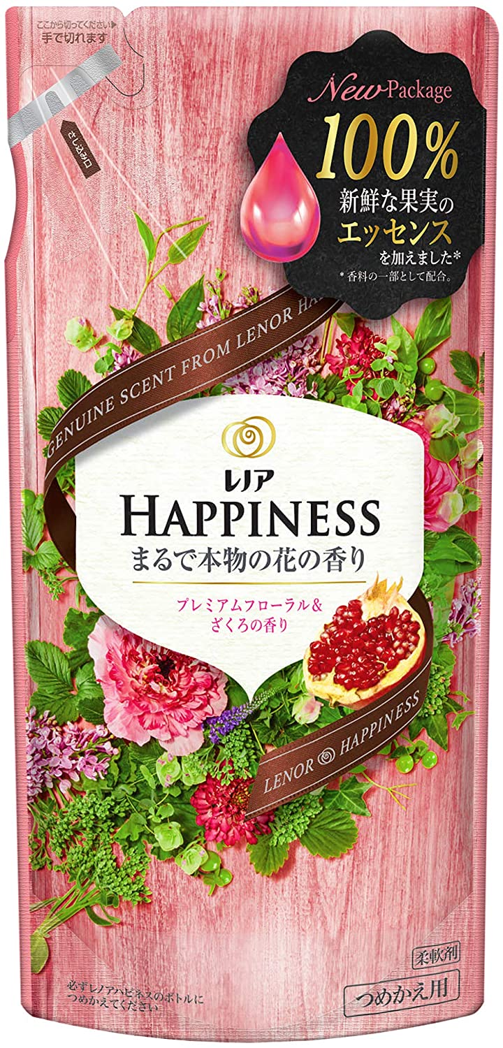 レノア ハピネス 柔軟剤 ナチュラルフレグランスシリーズ プレミアムフローラル&ざくろ 詰め替え400ml