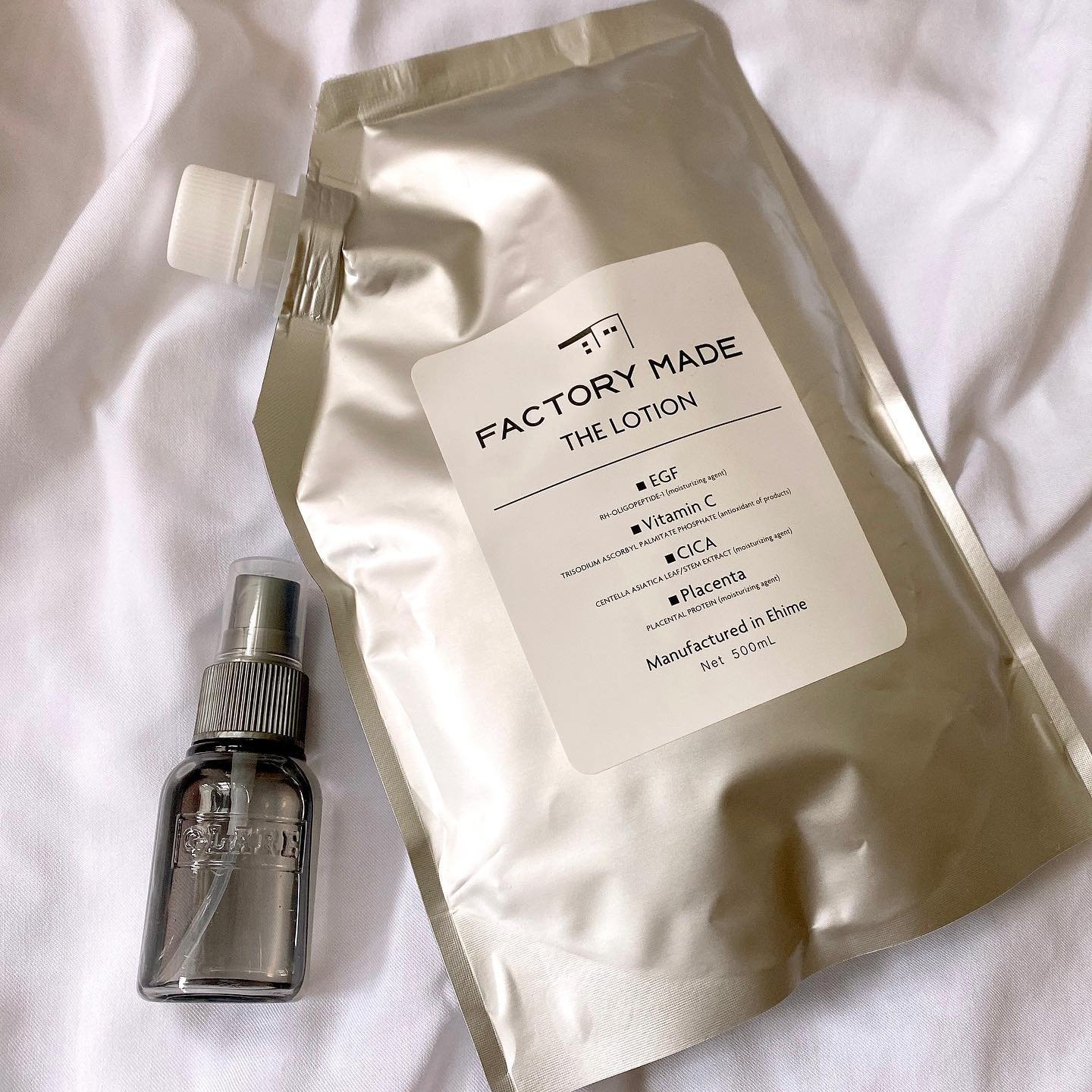 .

リッチな潤い とろ～り高保湿化粧水
「FACTORY MADE THE LOTION 500ml」を使ってみたよ！

○こだわりポイント
・化粧品工場で作りたての製品を直接お届け
・抜群の成分鮮度
・厳選36種の話題エイ