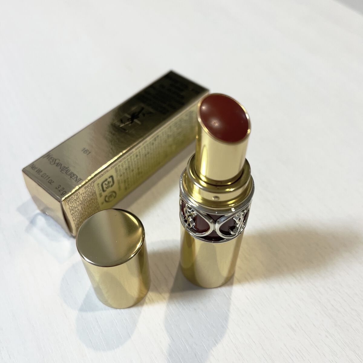 ルージュ ヴォリュプテ シャイン No.161 ローズウッド ビート/YVES SAINT LAURENT BEAUTE/口紅を使ったクチコミ（2枚目）