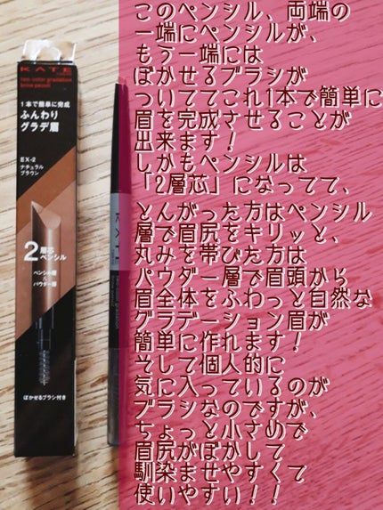 2カラーグラデーションブロウペンシル/KATE/アイブロウペンシルを使ったクチコミ(3枚目)