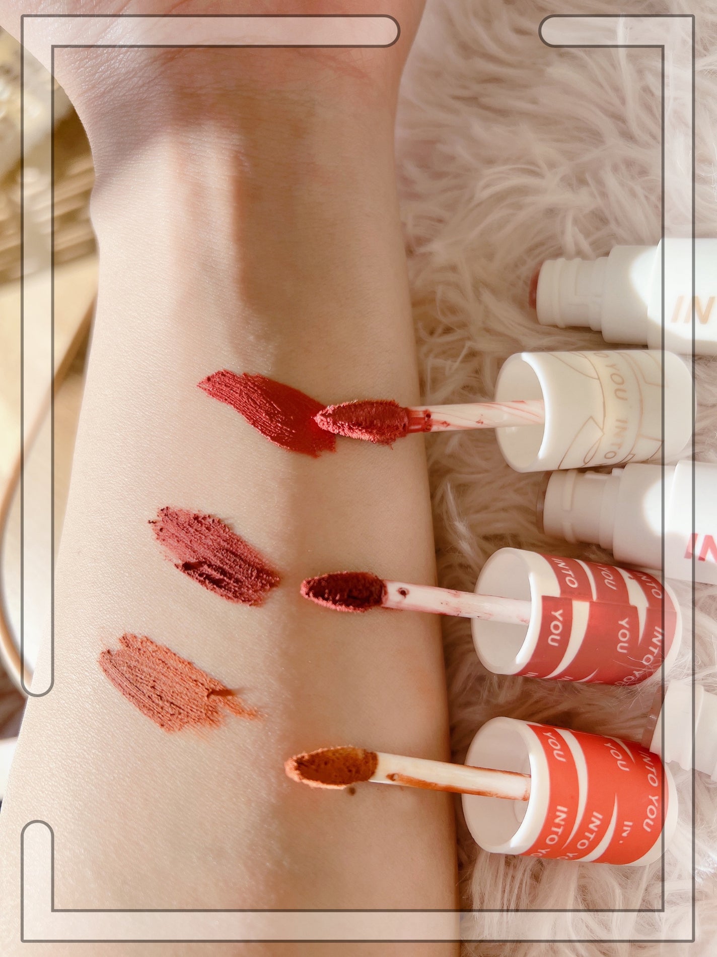 スーパーマットリップ&チークマッド/INTO U/口紅を使ったクチコミ(3枚目)