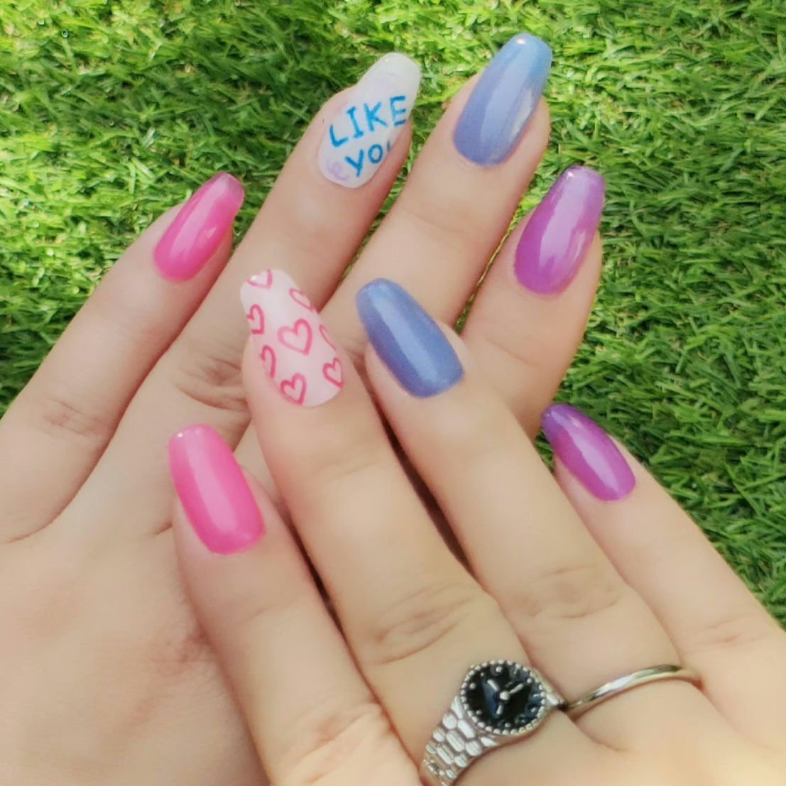 セミキュアジェルネイル（ハンド） NB-112 N Tint Pop (neon tint)/ohora/ネイルシールを使ったクチコミ（3枚目）