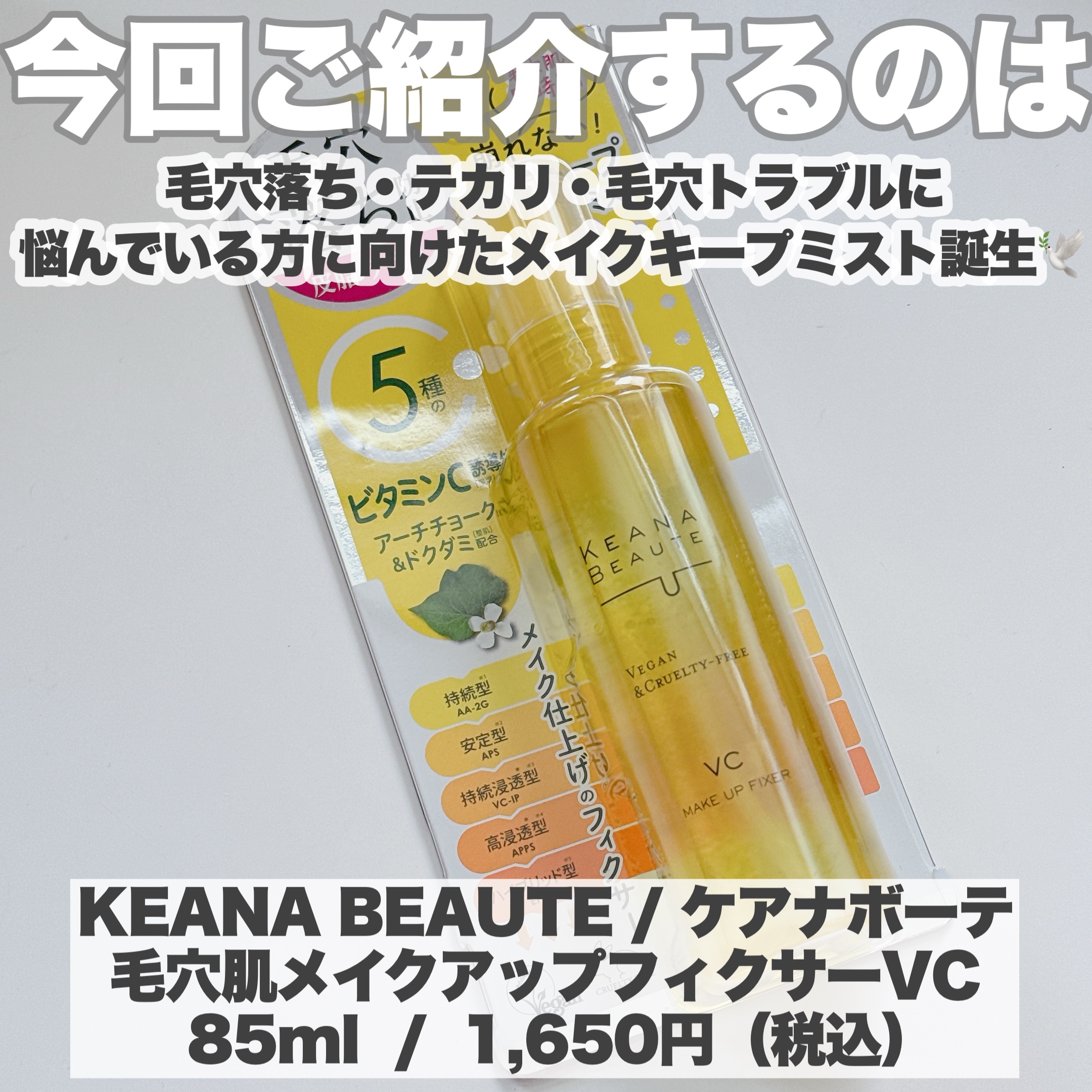 毛穴肌メイクアップフィクサー/ケアナボーテ/フィックスミストを使ったクチコミ（2枚目）