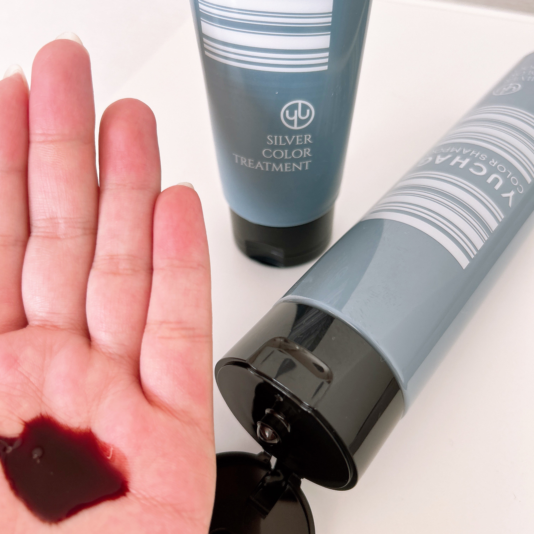 ユチャ　カラーシャンプー/カラートリートメント セット（シルバー）/YUCHAG/市販シャンプーを使ったクチコミ（2枚目）