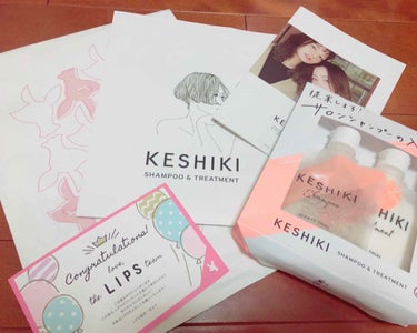 KESHIKI~ケシキのはじまり~
         シャンプー＆トリートメント🛁

 
今回初めてLipsプレゼント企画に当選しました🎊🎉
おねーちゃんもあたっていたので姉妹そろって喜んでいました🧡🧡