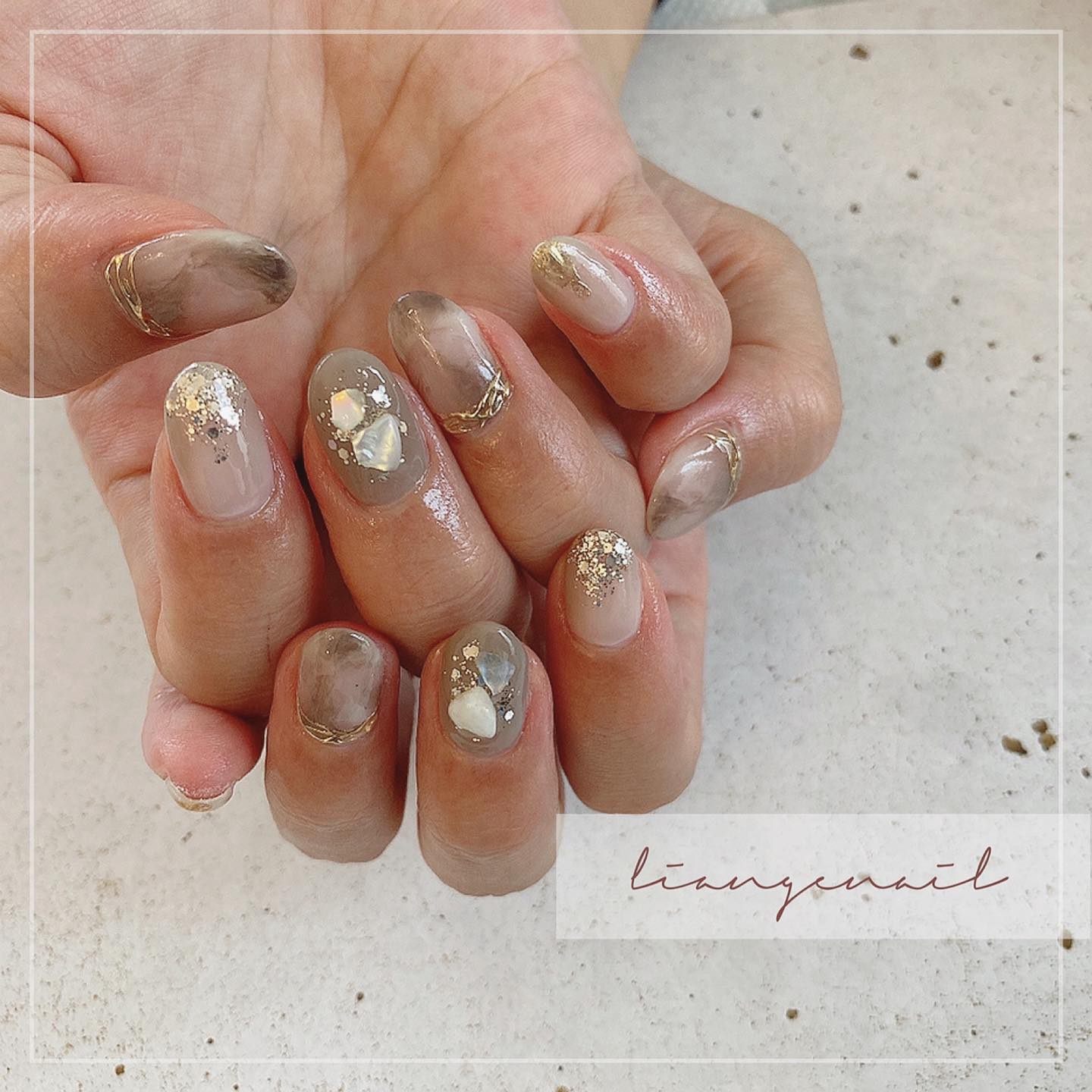 #リアンジェネイル,#柏ネイル,#ネイル,#ニュアンスネイル,#シェルネイル,#ミラーネイルのネイルデザイン
