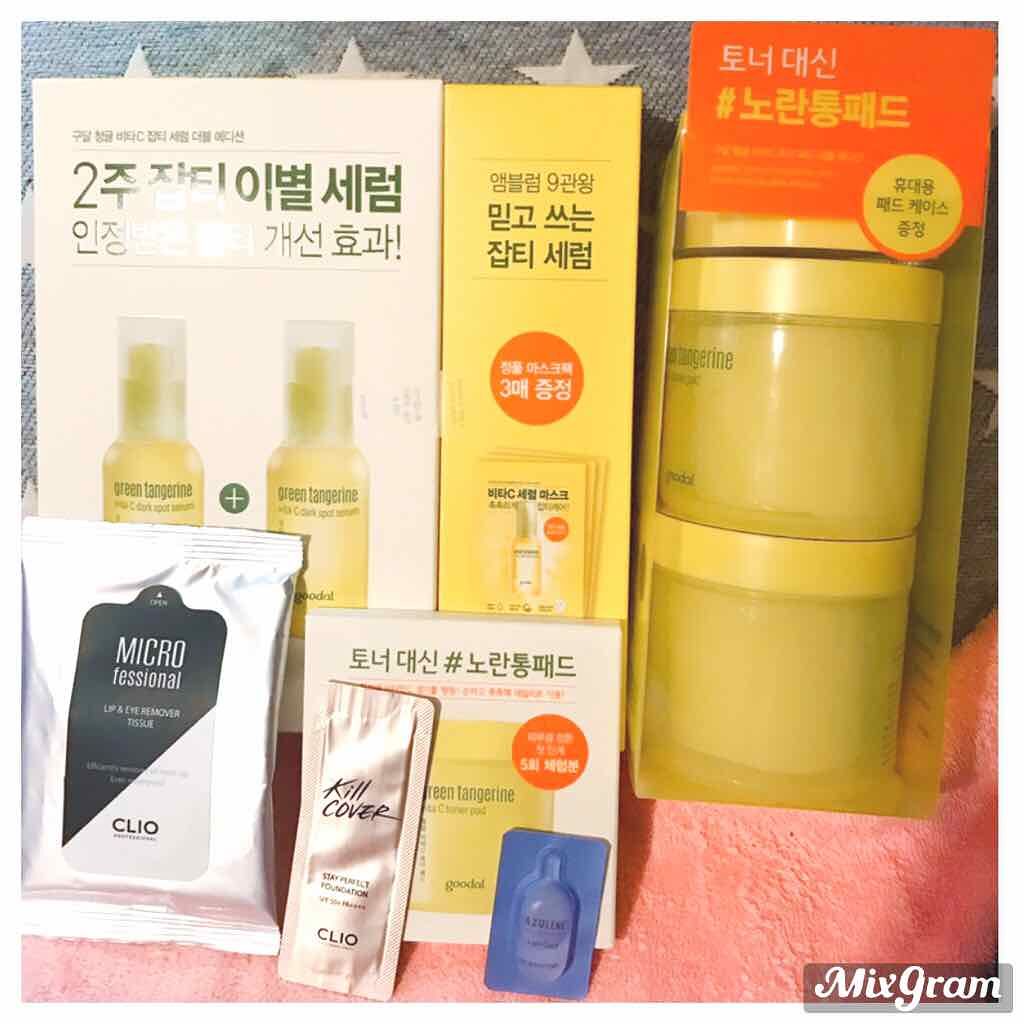 グリーンタンジェリン ビタCダークスポットケアパッド/goodal/トナーパッドを使ったクチコミ（1枚目）