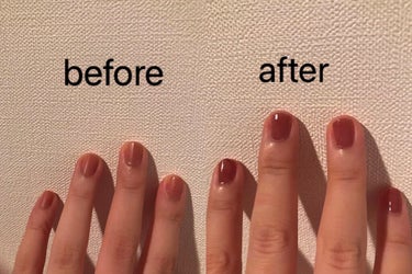 先日買ったフレンドネイル💅

before→シアーココアを3度塗り＋マットコート
after→before＋セピアコート

照明で黄味がかってますが、セピアコートの効果を知って欲しくて…伝われ…(ちなみ