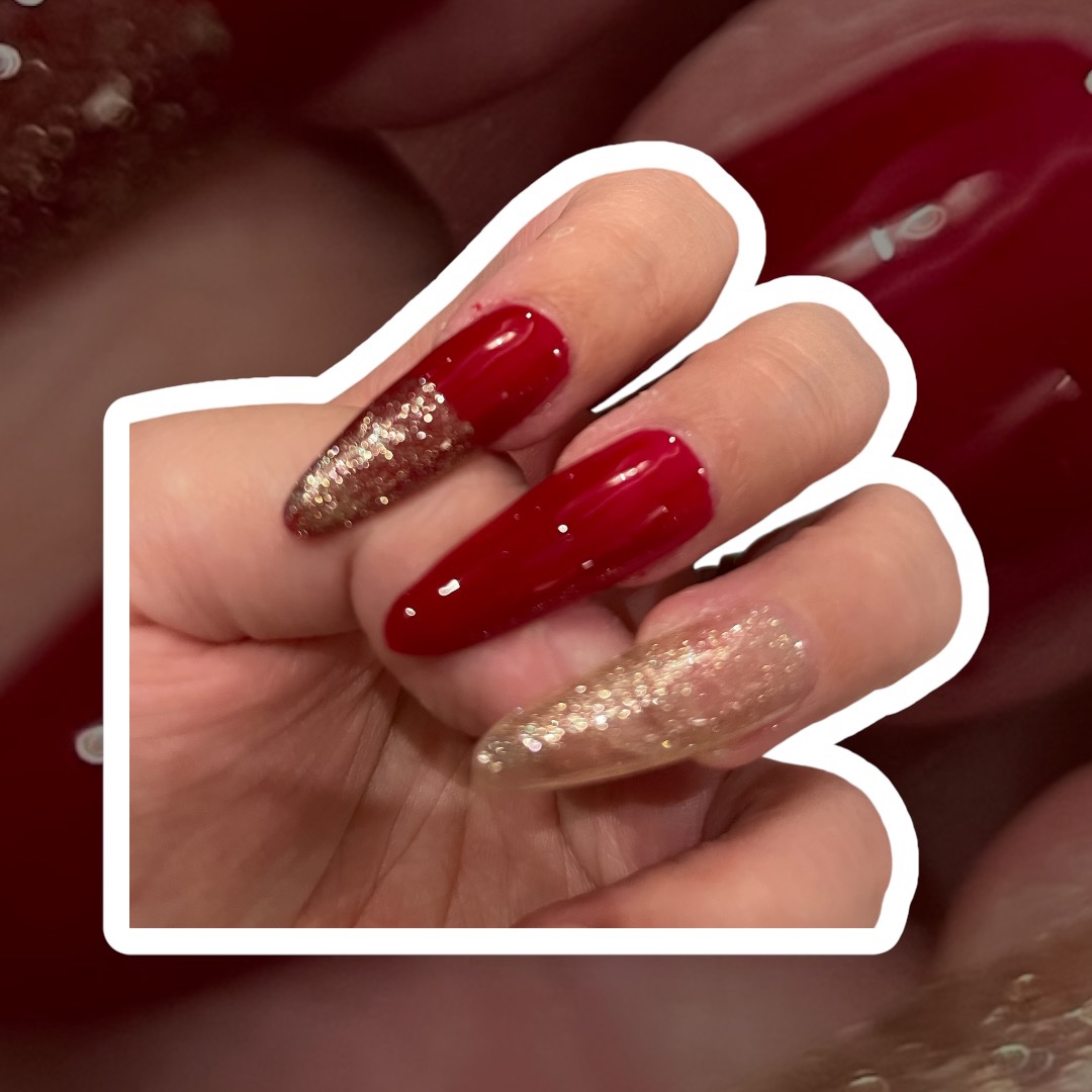 ジェルネイル レッド/セリア/ジェルネイルを使ったクチコミ（1枚目）