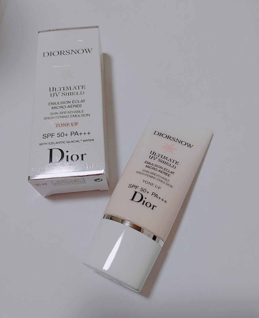 【旧】スノー UVシールド トーンアップ 50+/Dior/日焼け止めミルクを使ったクチコミ（1枚目）