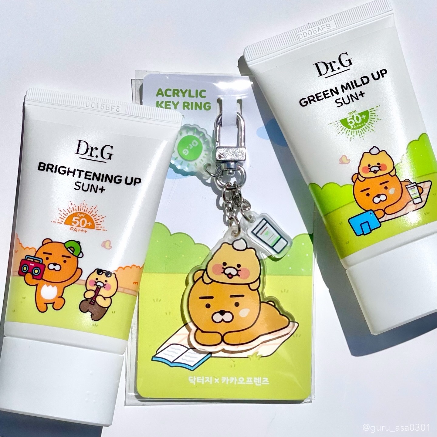 #PR #ドクタージー

Dr.Gの中でも人気の日焼け止め2種×
カカオフレンズキャラクター
「チュンシク」「ライアン」コラボ🌟

真冬に使った時は、少し乾燥を感じたけど
暑くなってきた今は私の一軍アイテムに🥹

🟢グリーンマイルドア