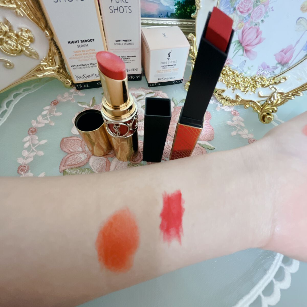 ルージュ ヴォリュプテ シャイン/YVES SAINT LAURENT BEAUTE/口紅を使ったクチコミ(5枚目)