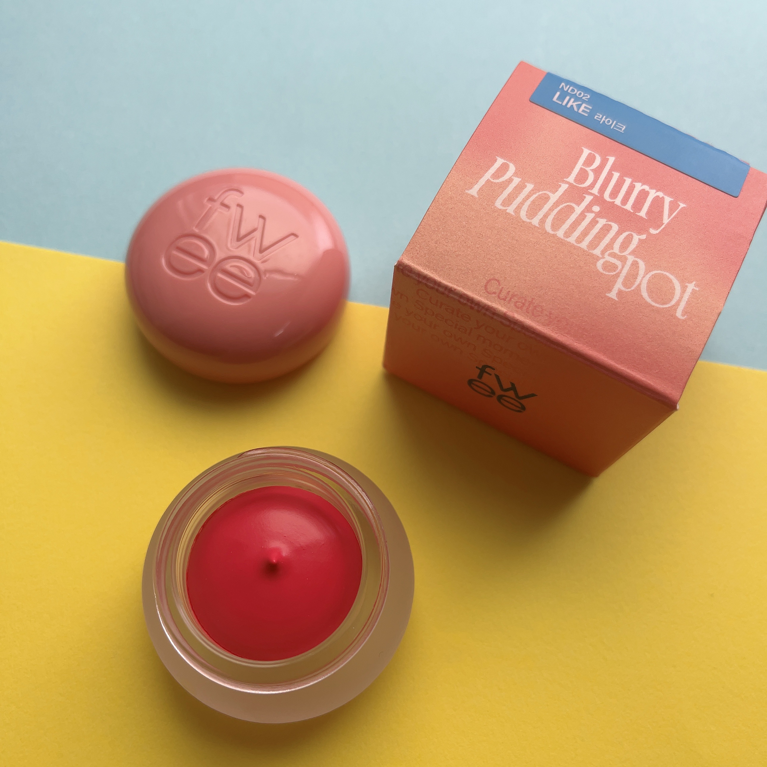 リップアンドチーク ブラーリープリンポット PK03 チェリー/fwee/口紅を使ったクチコミ（3枚目）