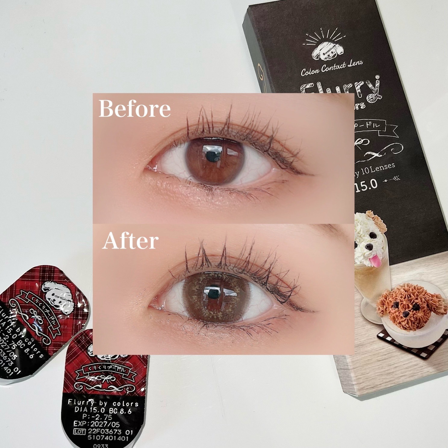 Flurry by colors 1day くりくりプードル/Flurry by colors/ワンデー（１DAY）カラコンを使ったクチコミ（3枚目）