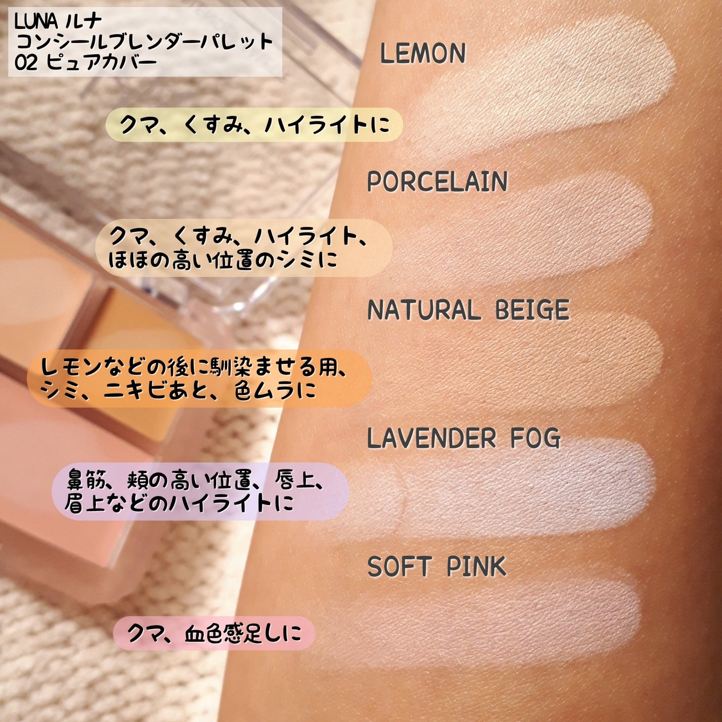コンシールブレンダーパレット/LUNA/パレットコンシーラーを使ったクチコミ(4枚目)