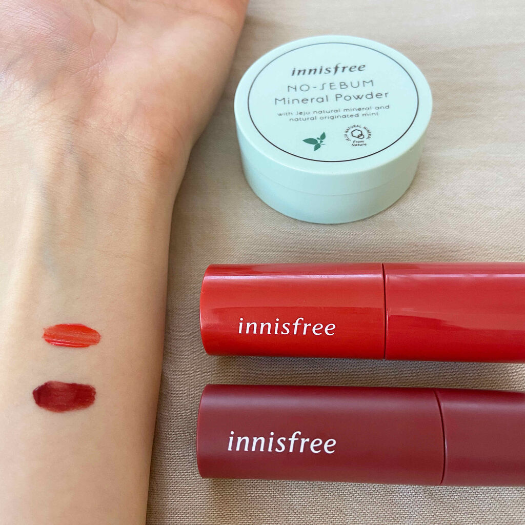 ビビッドコットン インクティント ブラー 2/innisfree/口紅を使ったクチコミ（3枚目）