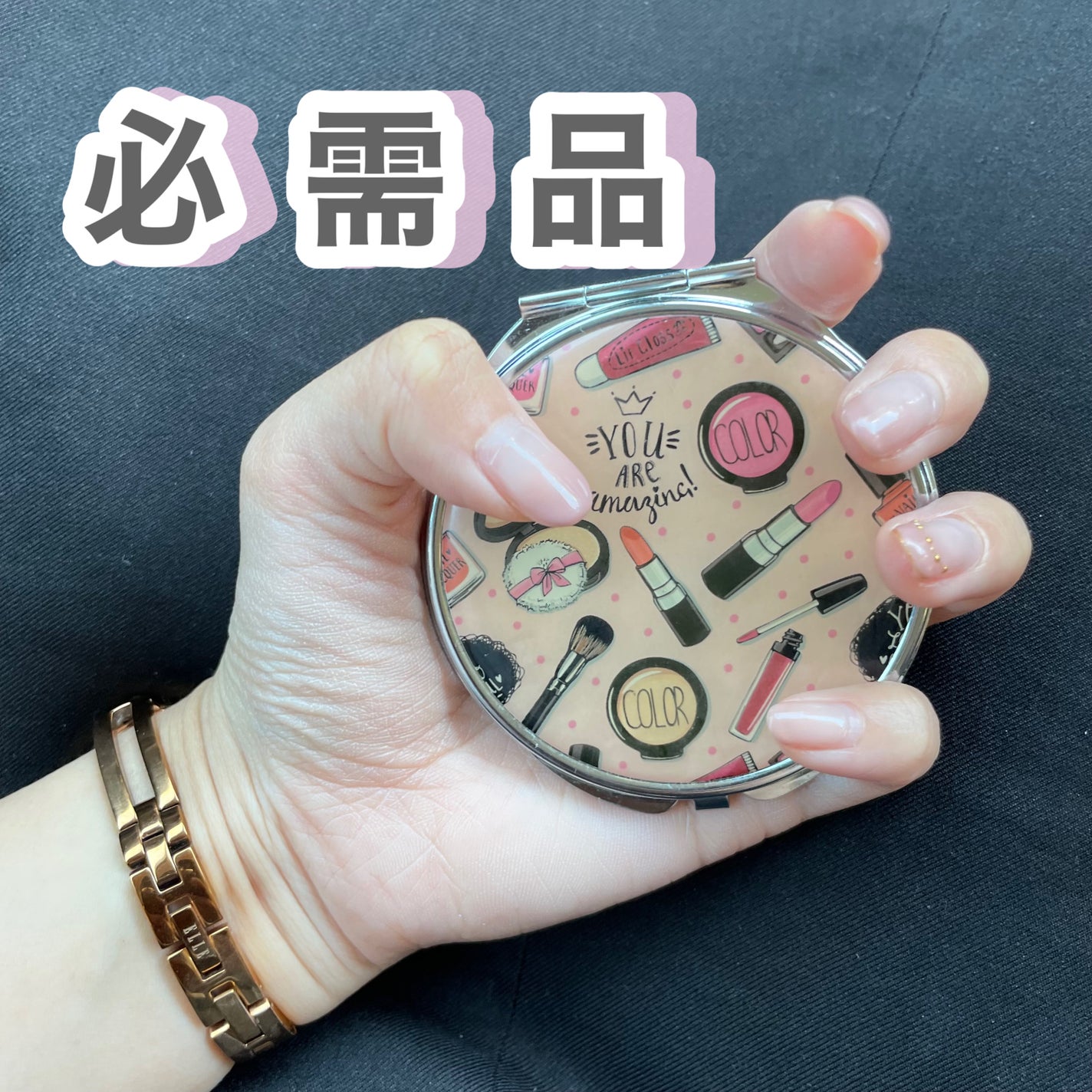 コンパクトミラー(メタリックフレームタイプ)/DAISO/その他化粧小物を使ったクチコミ(1枚目)