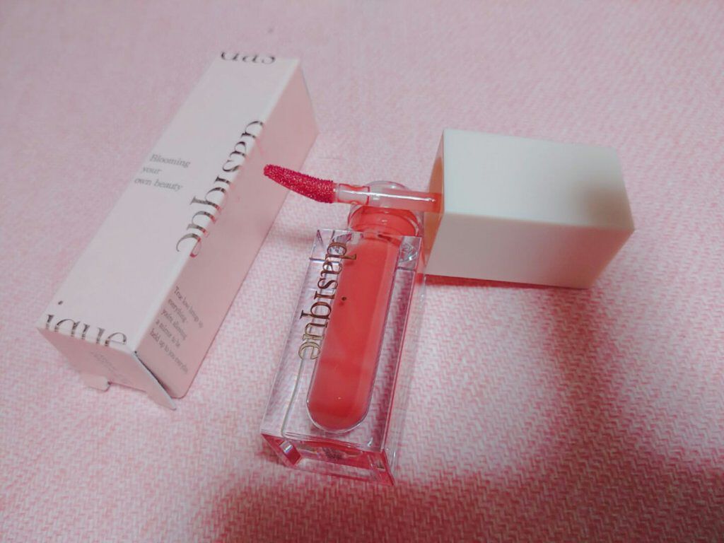 ウォーターグロスティント #01 Peach Fairy/dasique/リップティントを使ったクチコミ（1枚目）