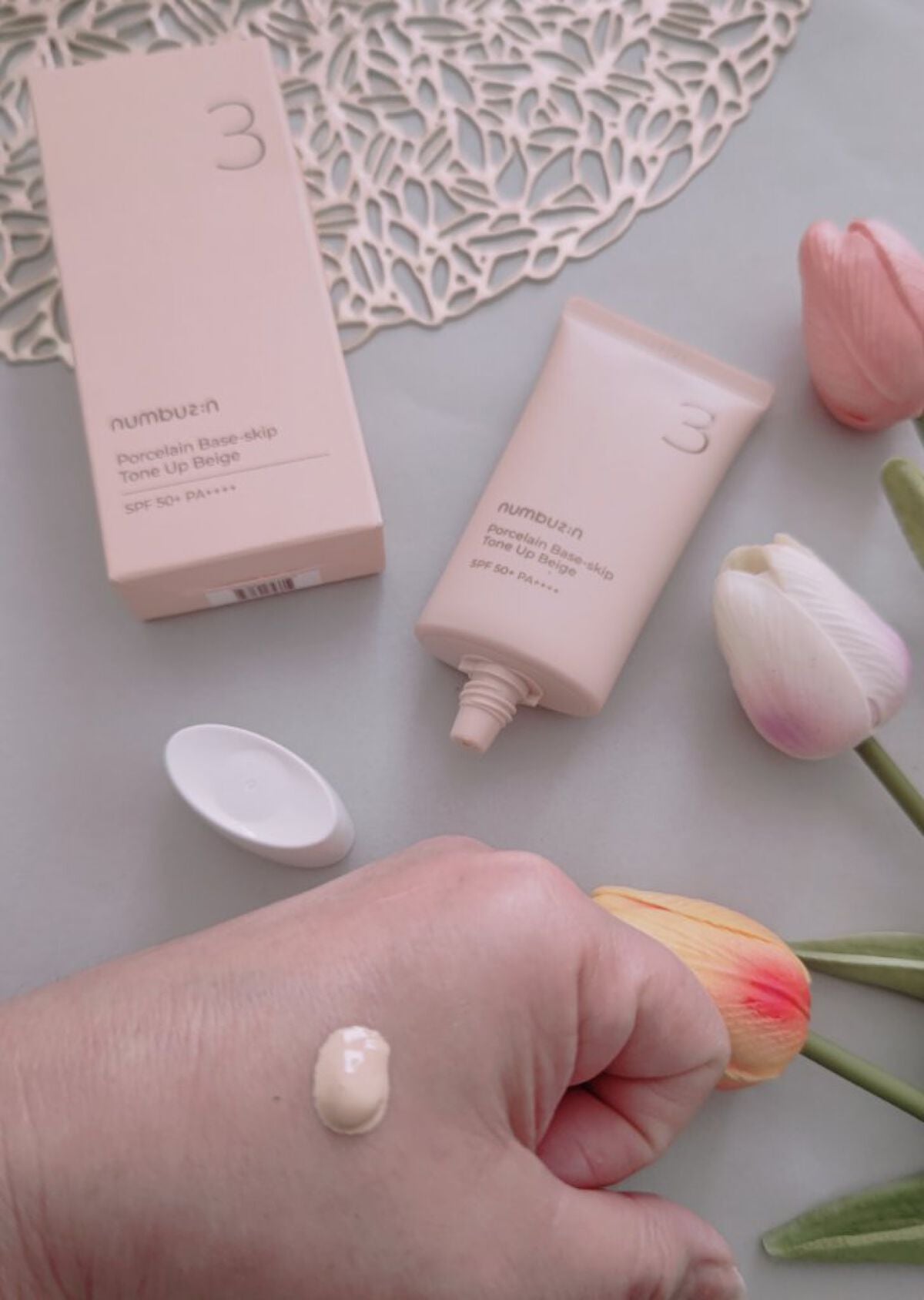 3番 ノーファンデ陶器肌トーンアップクリーム/numbuzin/化粧下地を使ったクチコミ(3枚目)