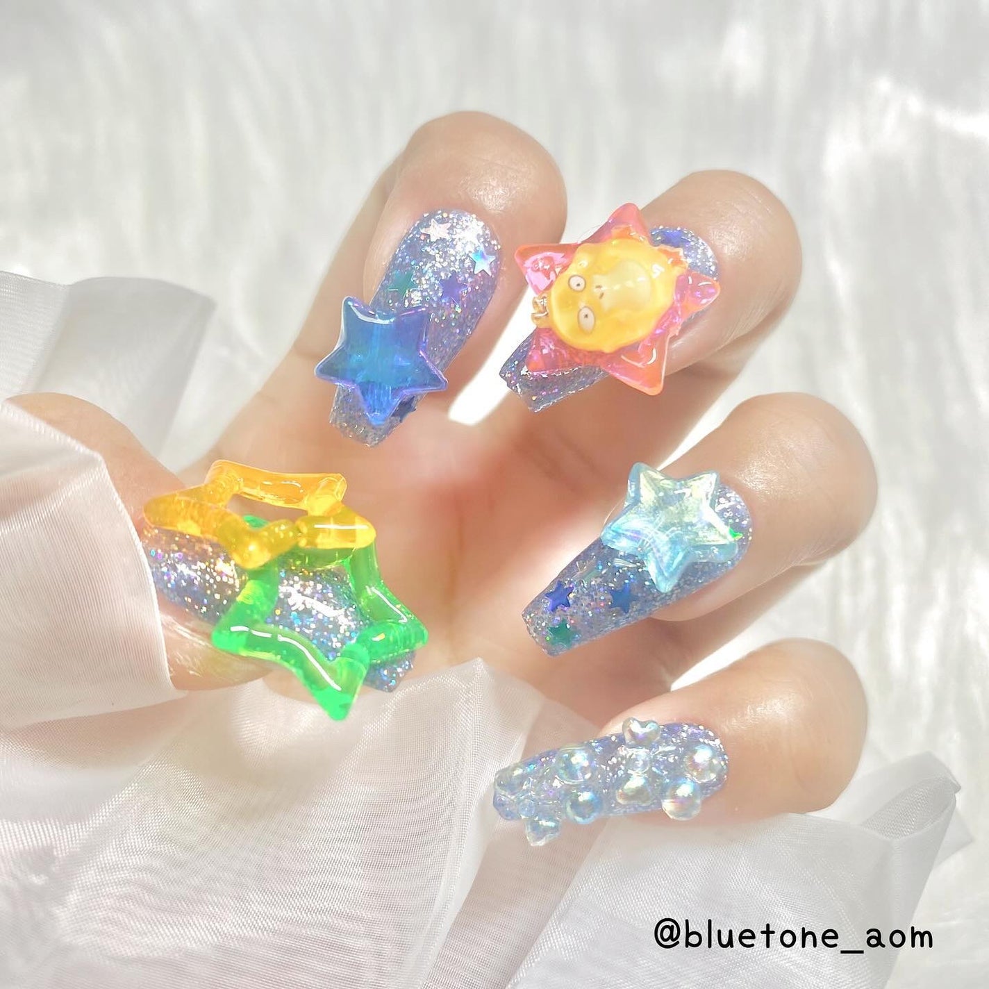 ⋆͛🦖⋆͛aomi on LIPS 「ゴテゴテネイル2つ目!今回はブルーをベースにコダックコダちゃん..」(4枚目)