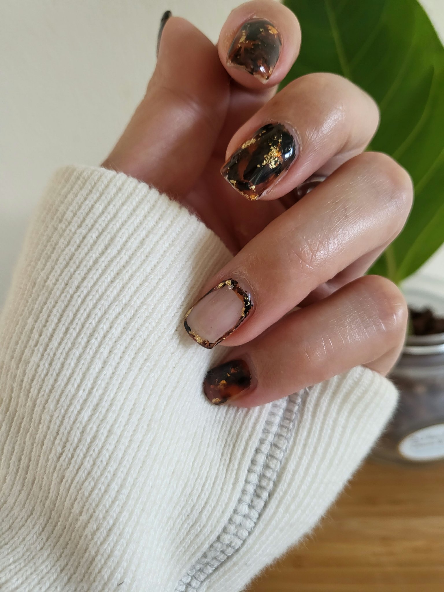 #秋ネイル,#べっ甲ネイル,#セルフネイルのネイルデザイン