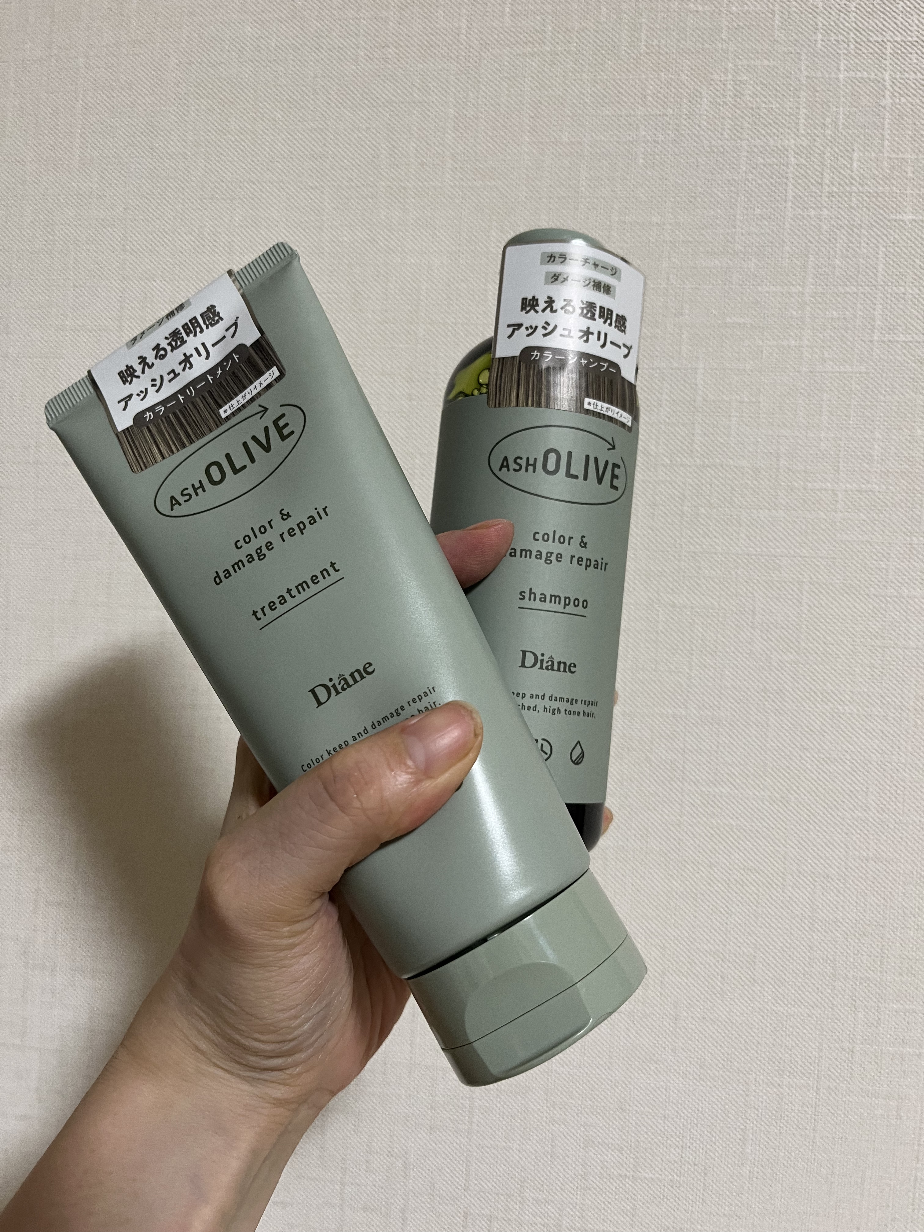 カラーシャンプー＆トリートメント シャンプー アッシュオリーブ/ダイアン/市販シャンプーを使ったクチコミ（1枚目）