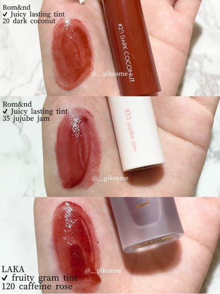 ジューシーラスティングティント/rom&nd/リップティントを使ったクチコミ(2枚目)