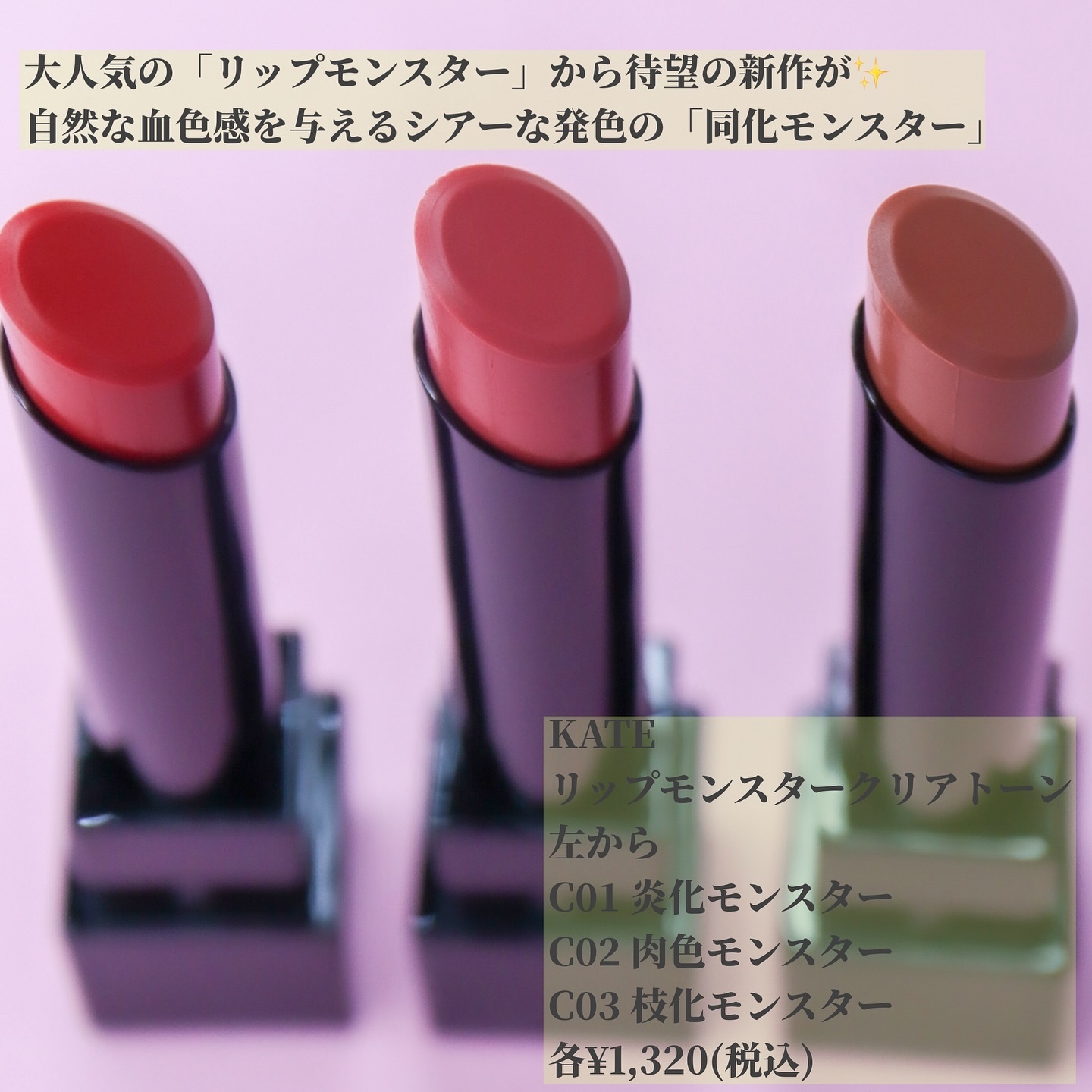 リップモンスター クリアトーン/KATE/口紅を使ったクチコミ（2枚目）