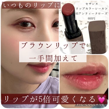 いつものリップ前に、ブラウンリップで一手間仕込んで、ナチュラル可愛いふっくらリップに💄

今回使ったのはセザンヌのリップカラーシールド、05アンティークローズ。
私はブルベで上からぬるリップもブルベカラ