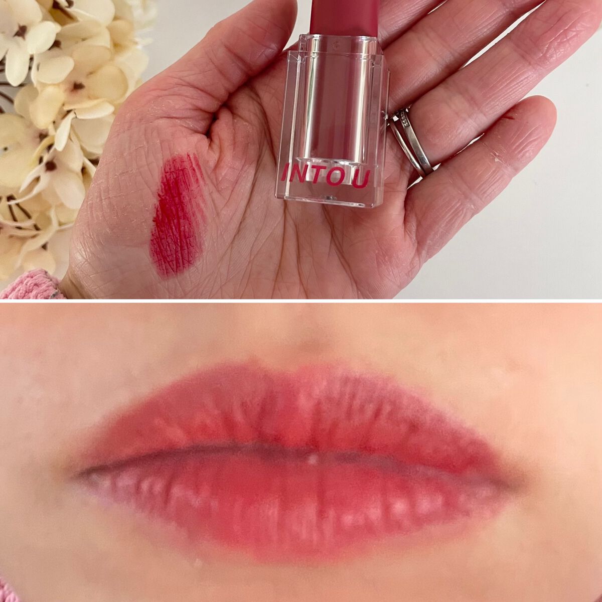 フェザーマットリップスティック/INTO U/口紅を使ったクチコミ(5枚目)