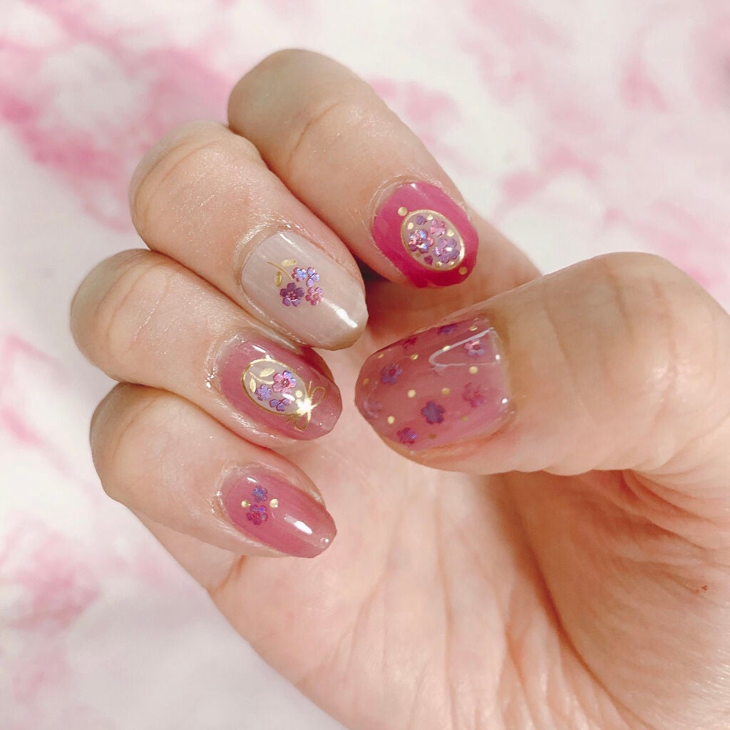 貼るジェルネイル/セリア/ネイルシールを使ったクチコミ(4枚目)