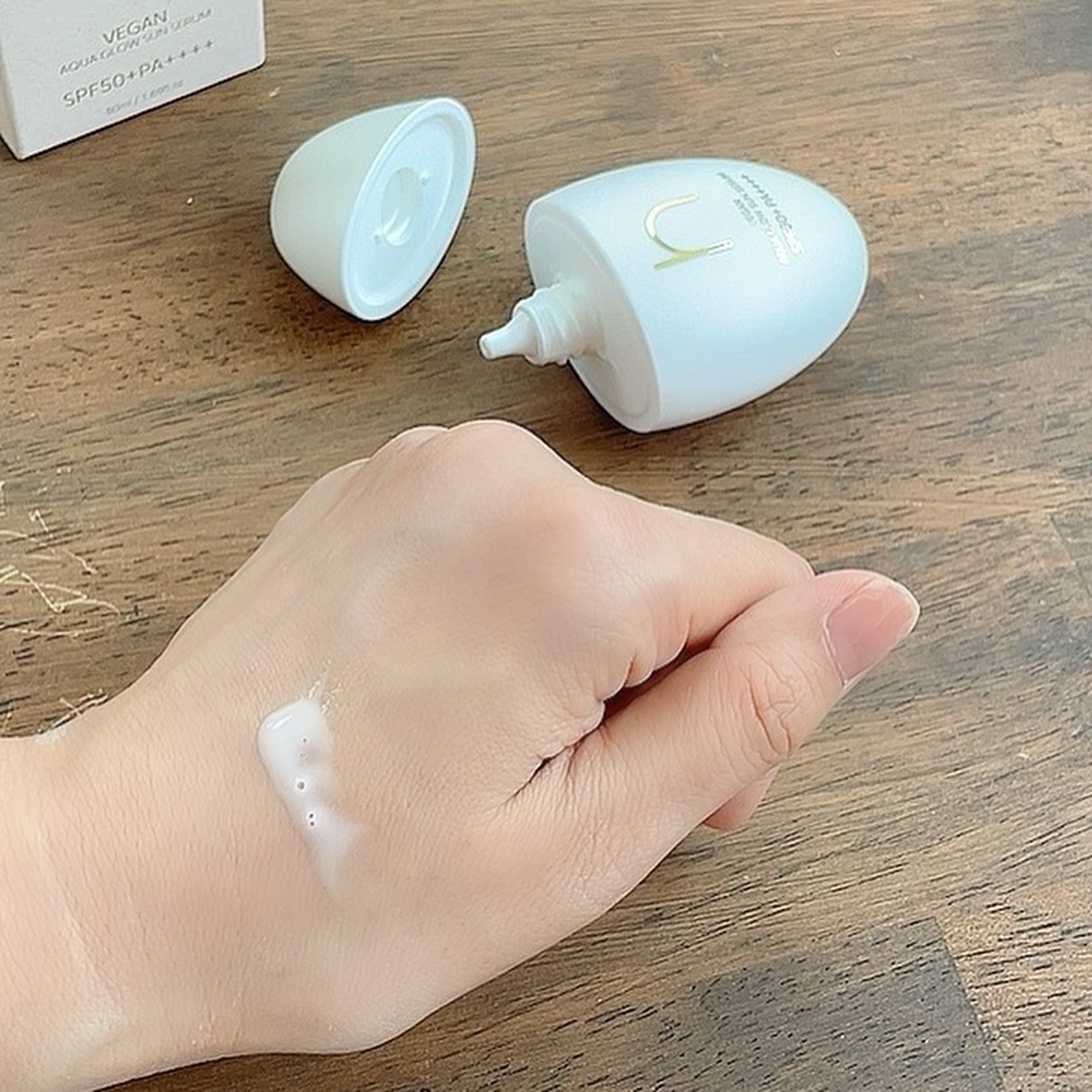 ヴィーガンアクアグロウサンセラム/HAMEL/日焼け止めローションを使ったクチコミ（2枚目）