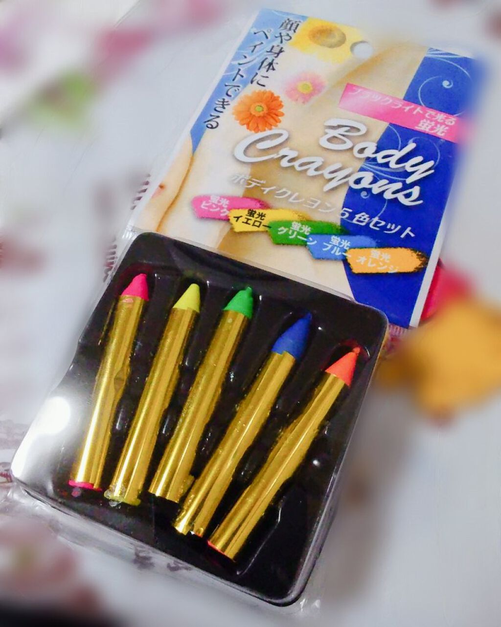 試してみた ボディクレヨン5色セットカラフル セリア Lips