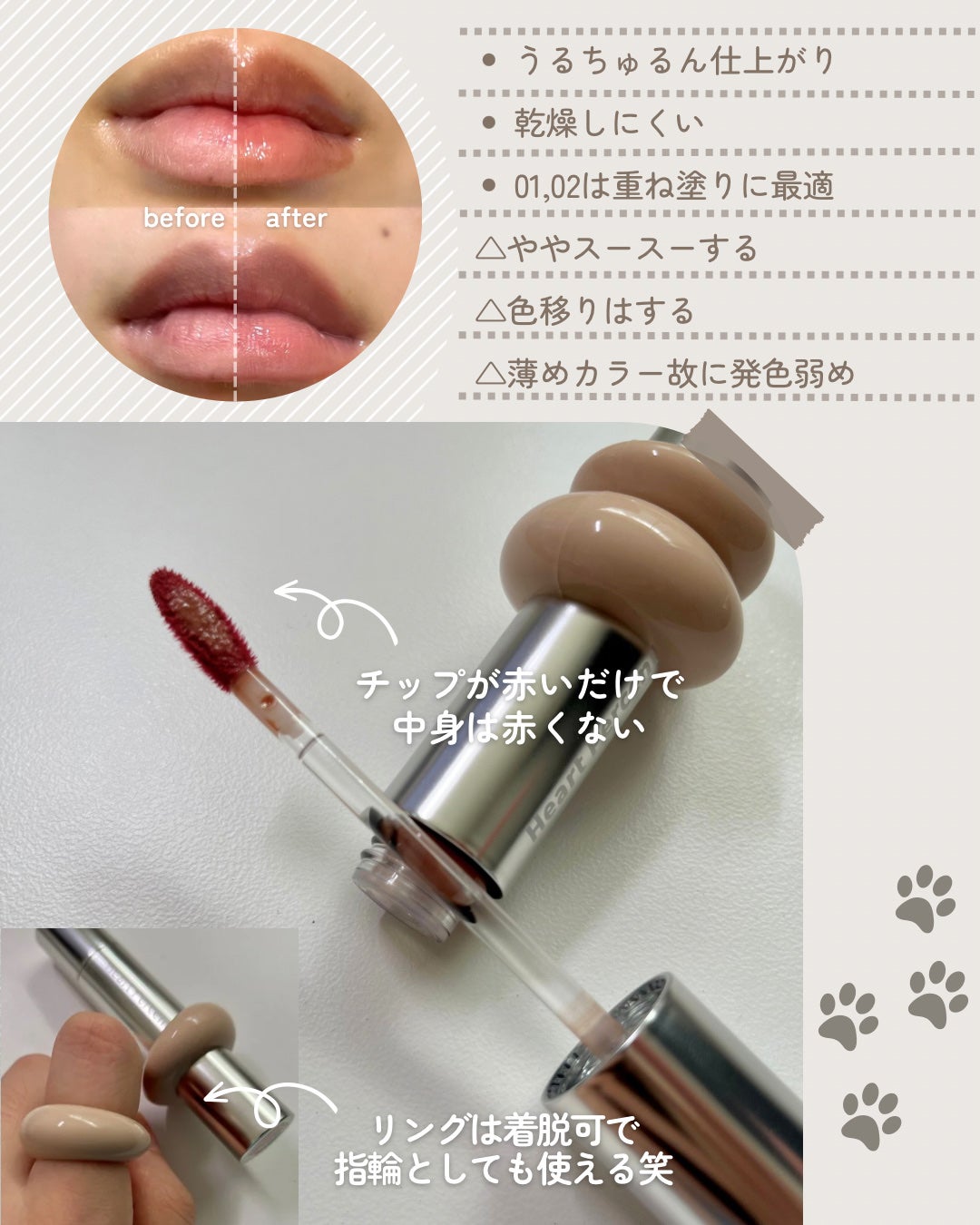 ドットオンムードワンウェイグロイティント/Heart Percent/リップティントを使ったクチコミ(2枚目)