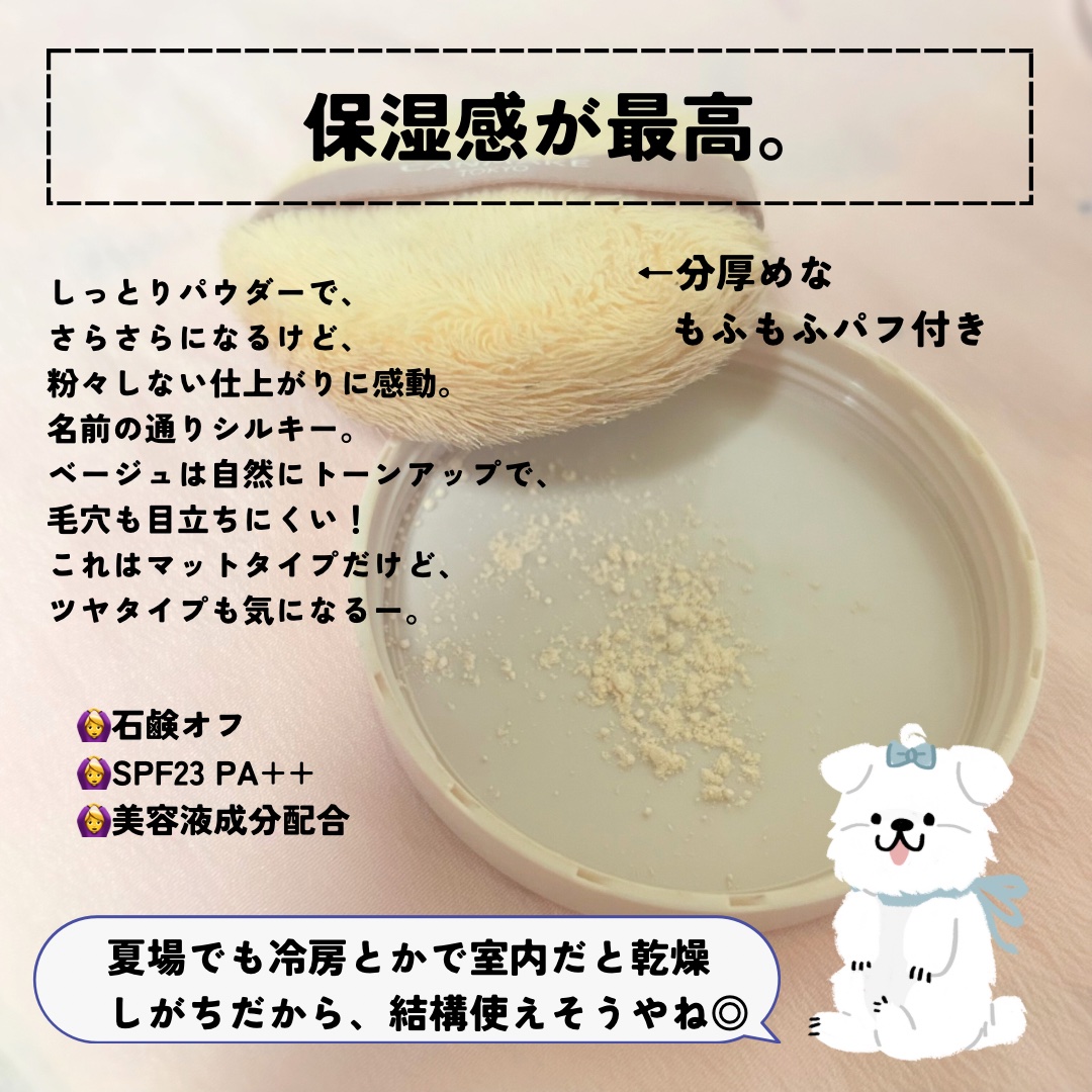 シルキールースモイストパウダー 01 シルキーベージュ/キャンメイク/ルースパウダーを使ったクチコミ（2枚目）