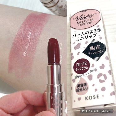 ミニバーム リップスティック PU112 ダークプラム(限定ティント)/Visée/口紅を使ったクチコミ（1枚目）