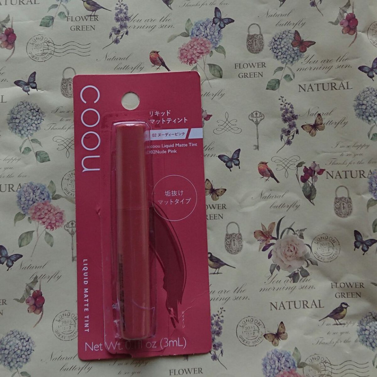 リキッドマットティント 02 ヌーディーピンク/coou/リップティントを使ったクチコミ（2枚目）