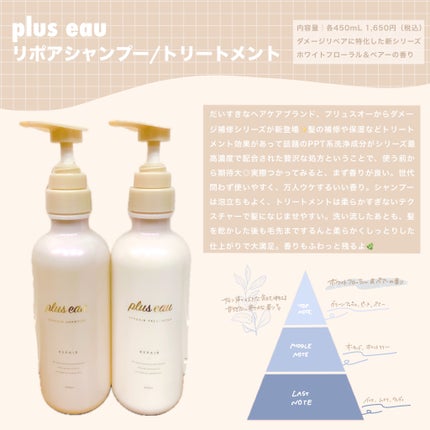 リポアシャンプー/リポアトリートメント/plus eau/市販シャンプーを使ったクチコミ(1枚目)