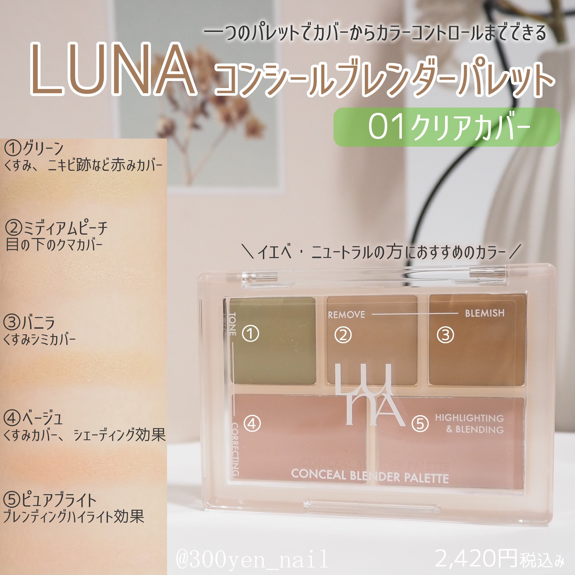 コンシールブレンダーパレット/LUNA/パレットコンシーラーを使ったクチコミ（1枚目）