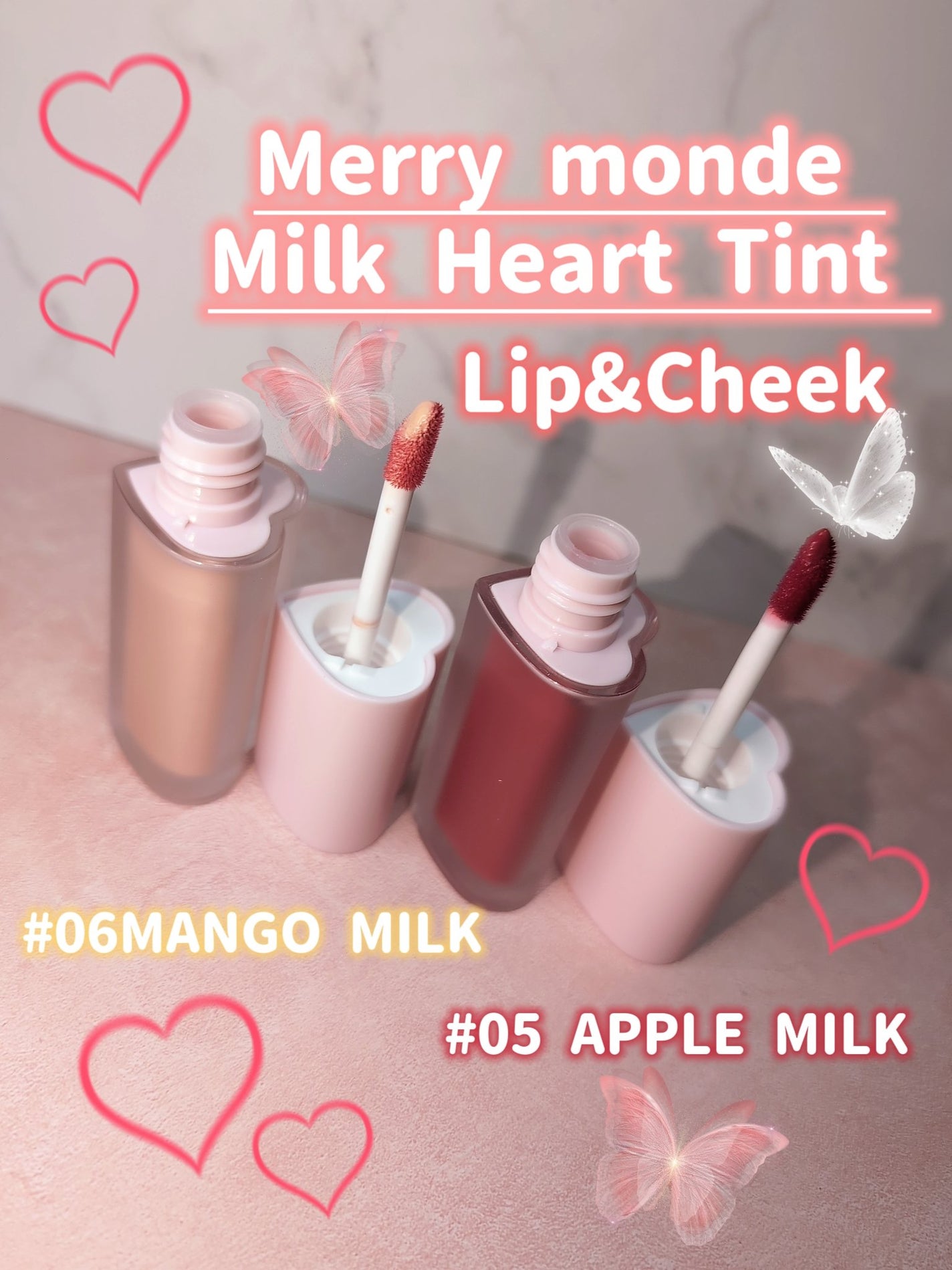 ミルクハートティントリップアンドチーク/Merrymonde/リップティントを使ったクチコミ(1枚目)