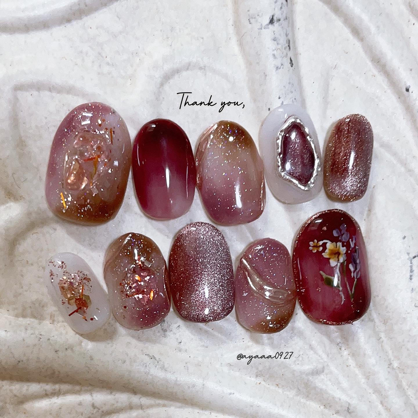 #成人式ネイル,#手描きネイルのネイルデザイン