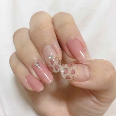 カラフルネイルズ キャンメイクの口コミ 甘めのヒョウ柄ネイル 透け感のある淡いピ By ほこ 代前半 Lips