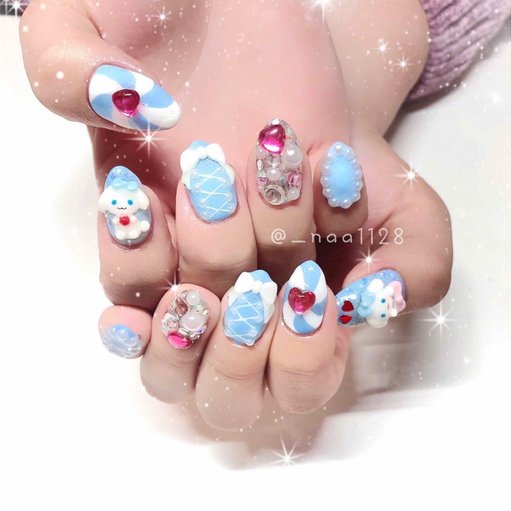 なつき【大阪】16タイプ・パーソナルカラーアナリスト®︎ on LIPS 「🎀今月のネイル🎀うさぎちゃん×ピンクで甘々🐇💍顔に似合わず爪だ..」(3枚目)