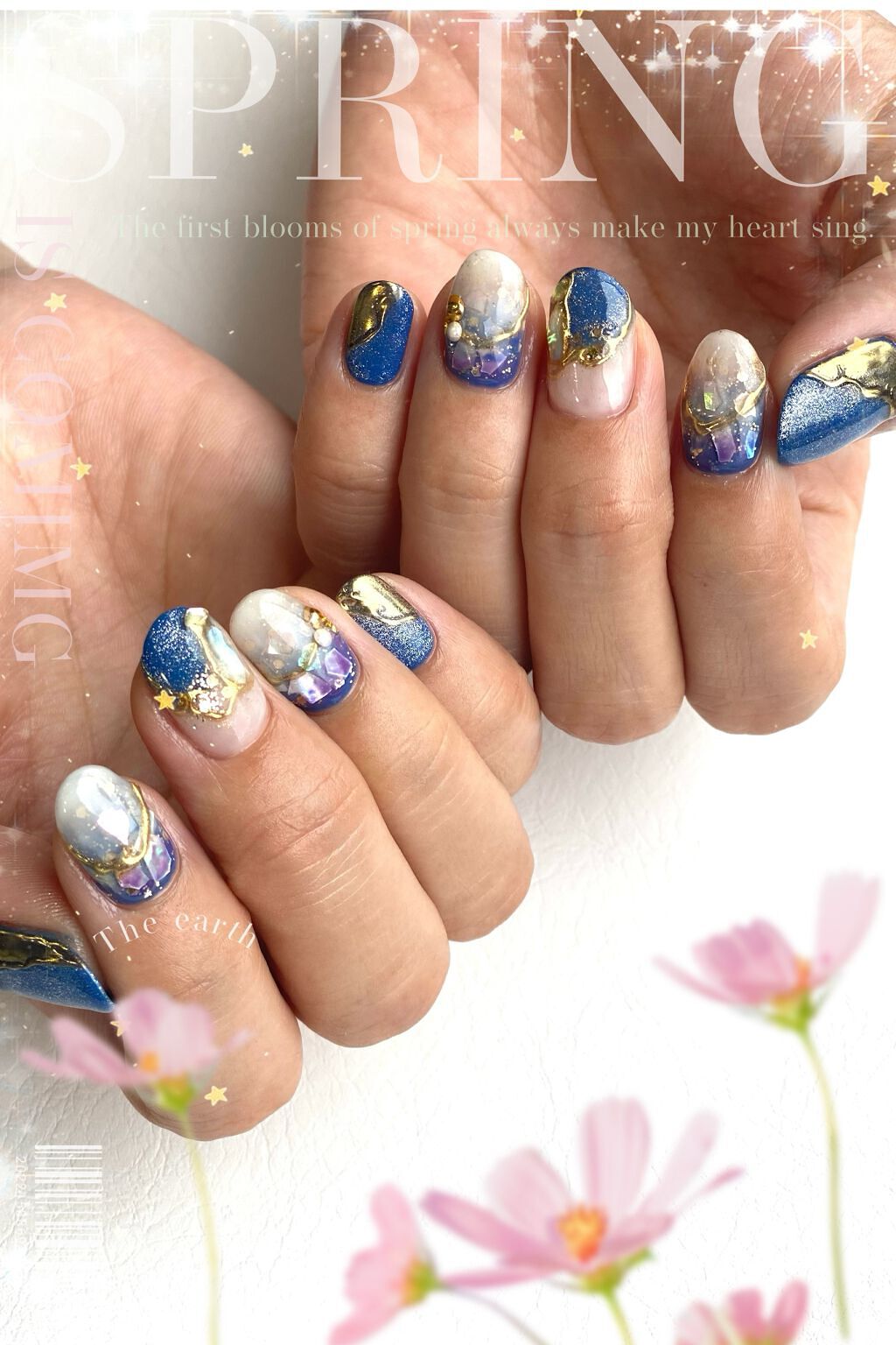 #ブルーネイル,#ニュアンスネイル,#マグネットネイル,#お気に入りネイルのネイルデザイン