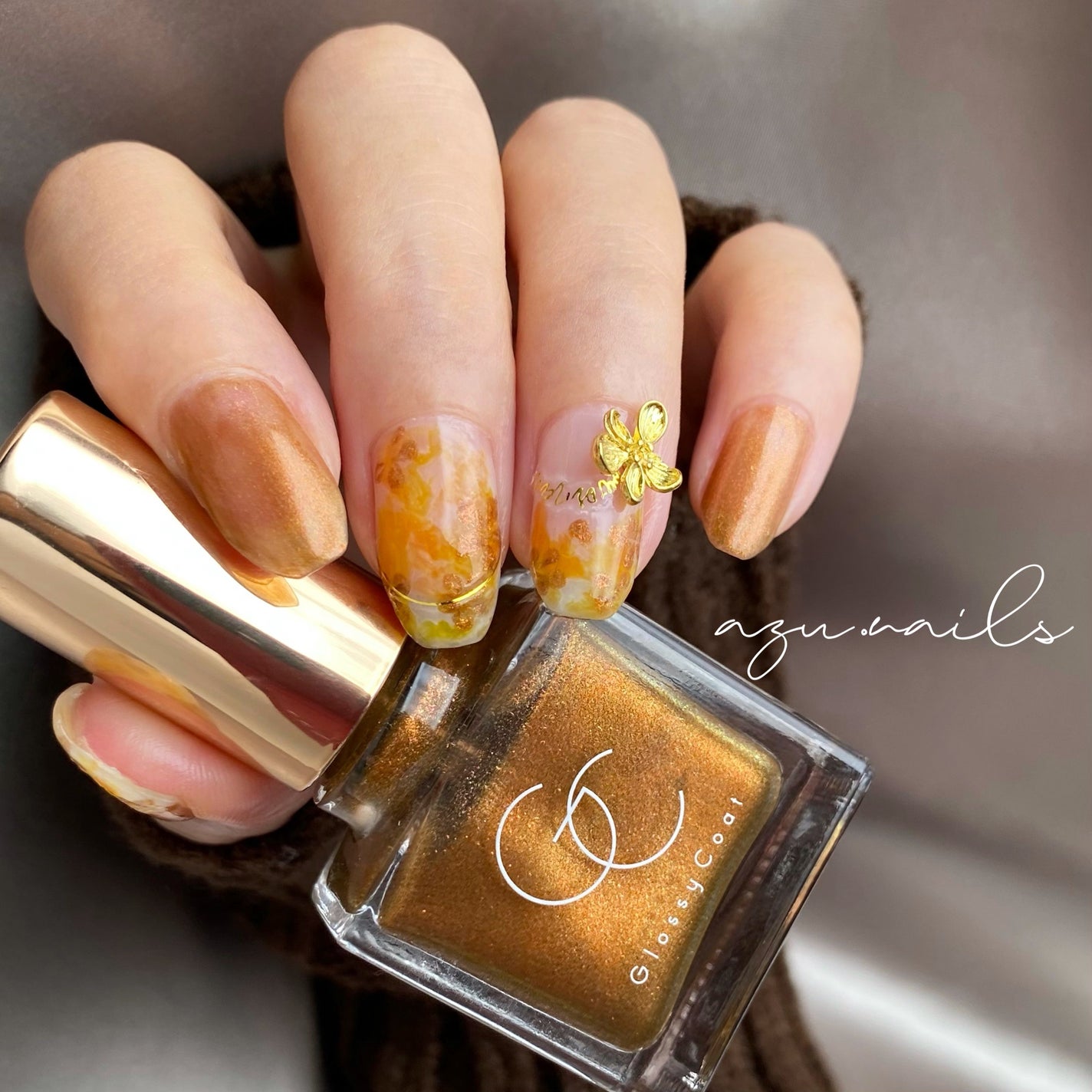 azu on LIPS 「グロッシーコート金木犀ブラウン秋の金木犀ネイルグロッシーコート..」(1枚目)