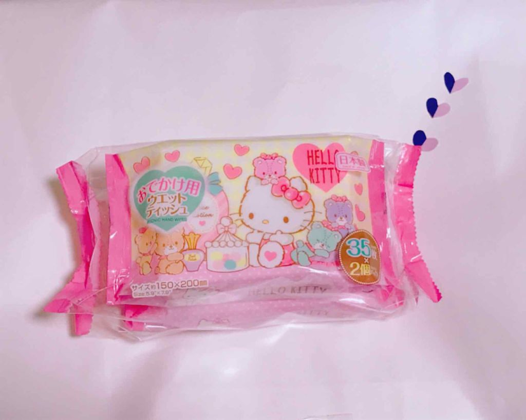 DAISO ウェットティッシュのクチコミ「♥️キュートなウエットティッシュ♥️

私の大好きなハローキティのウエットティッシュです♪
マ.....」（2枚目）