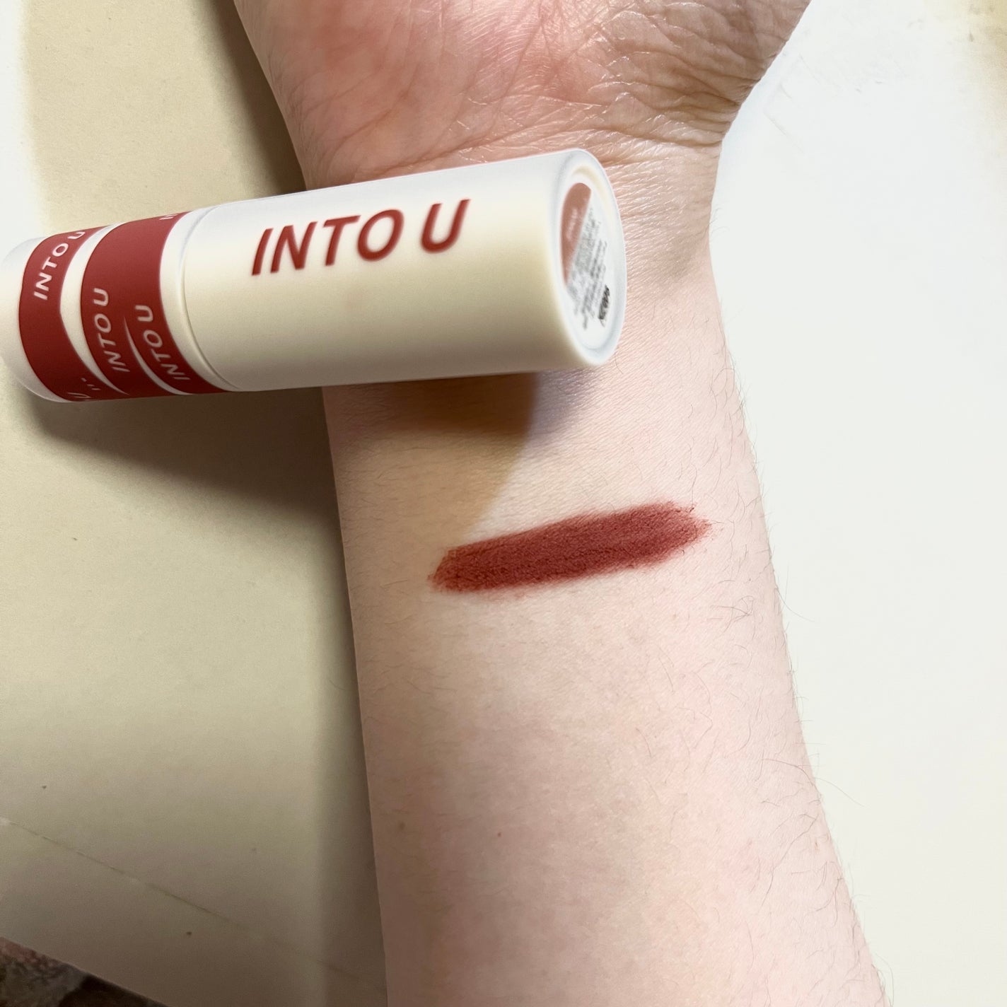 スーパーマットリップ&チークマッド/INTO U/口紅を使ったクチコミ(1枚目)
