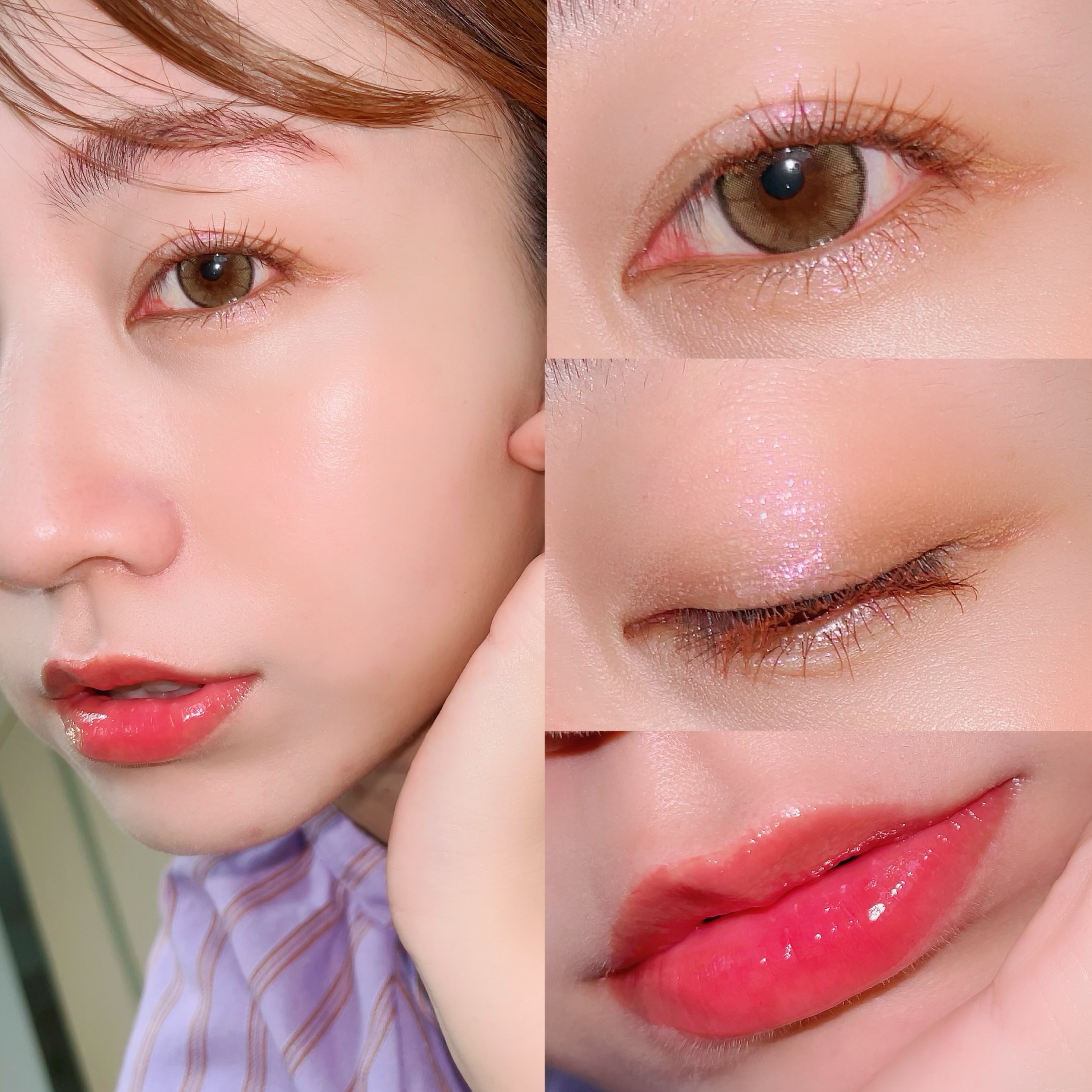 ミニエアリーディップパウダー 101 儚げAPRICOT ORANGE/Fujiko/単色アイシャドウを使ったクチコミ（2枚目）